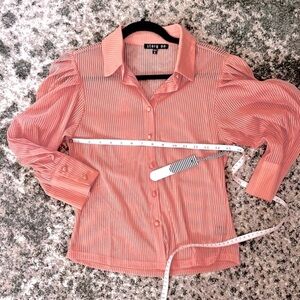STORY MFG || Sheer Button-Up Top in Bubblegum Pink - SZ Small *NEW W/ TAGS*